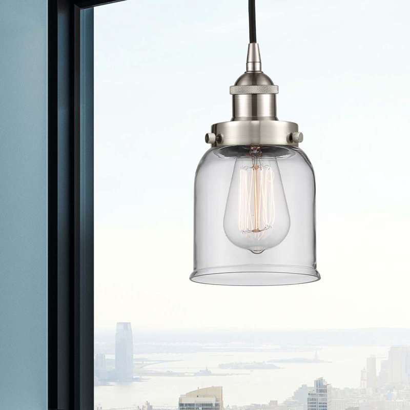 Luminaire suspendu 1 lumière à une cloche, Ampoule non incluse, Nickel satiné brossé