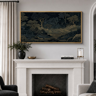 Art de paysage de forêt d'inspiration japonaise foncée, photos de salon, impression sur toile encadrée, 3 pièces