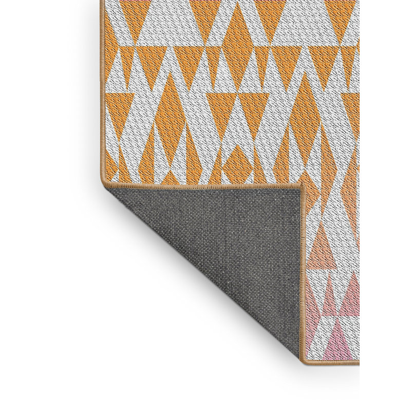 Tapis orange à motif géométrique Kincer, Rectangle 2 pi x 5 pi