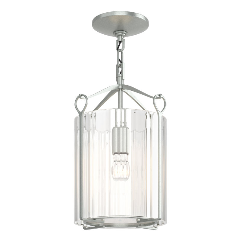 Bow 1 - Light Semi Flush Mount, Vintage Platinum, Clear Fluted