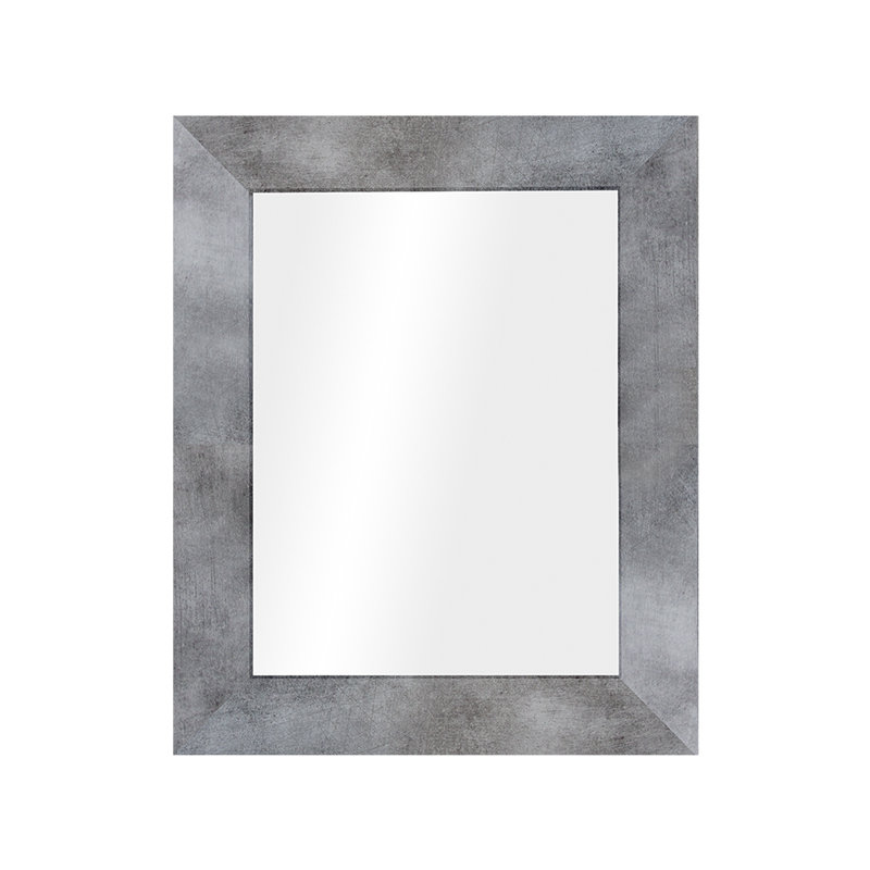 Javeria Wood Flat Wall Mirror, Grey, 86cm H x 60cm W