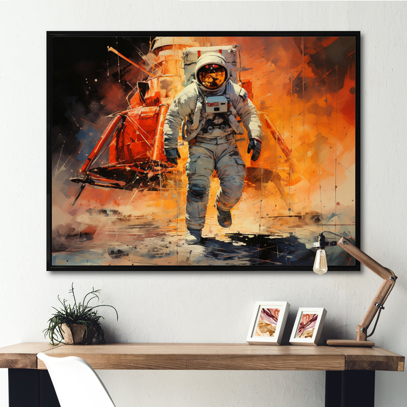 " The Apollo 11 Moon ", Black Floater Framed, 16" H x 32" W x 1" D