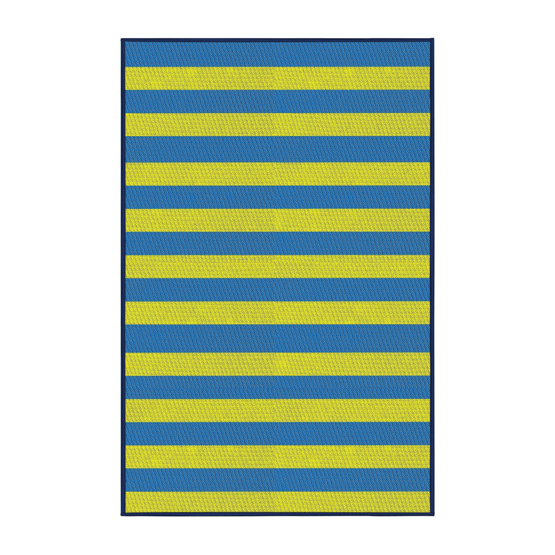 Tapis jaune/bleu à motifs Artlone, Rectangle 3 pi x 5 pi