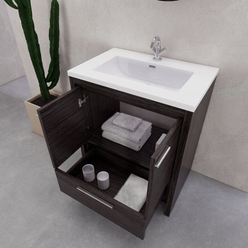 Ensemble de meuble-lavabo simple 29,6 po Eden, Gris foncé