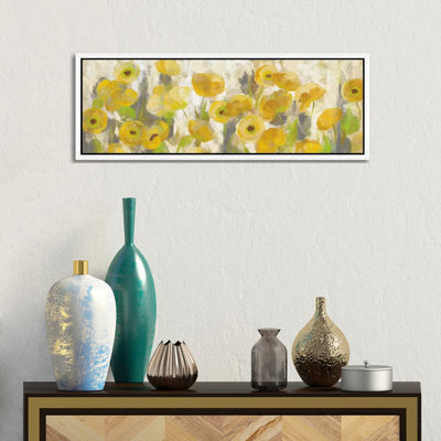 Floating Yellow Flowers I by Silvia Vassileva - Floater Frame Panoramic Gallery-Wrapped Canvas Giclée on Canvas