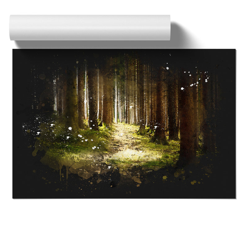 Green Forest Paint Splash - Frameless Print, 30cm H x 42cm W x 0.1cm D