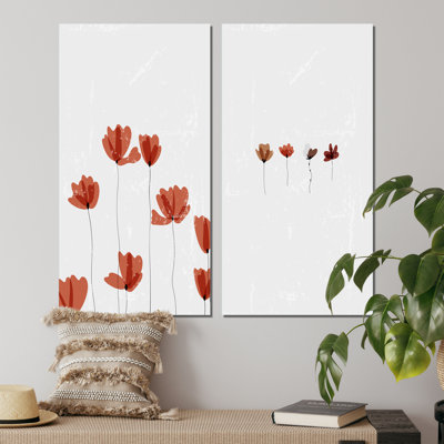 Red Vintage Flowers I Red Vintage Flowers I 2 Pieces