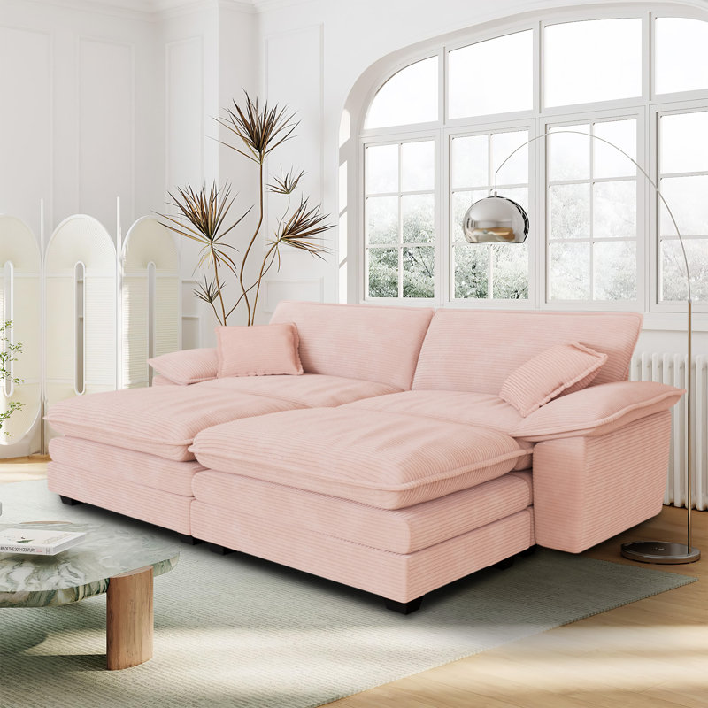 Canapé modulaire 80,5 pouces avec repose-pieds modulaire avec repose-pieds Cloud, Rose