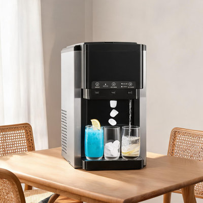 35 LBS Daily Portable Ice Maker Water Dispenser 3-in-1 Countertop Stainless Steel in Sleek Black