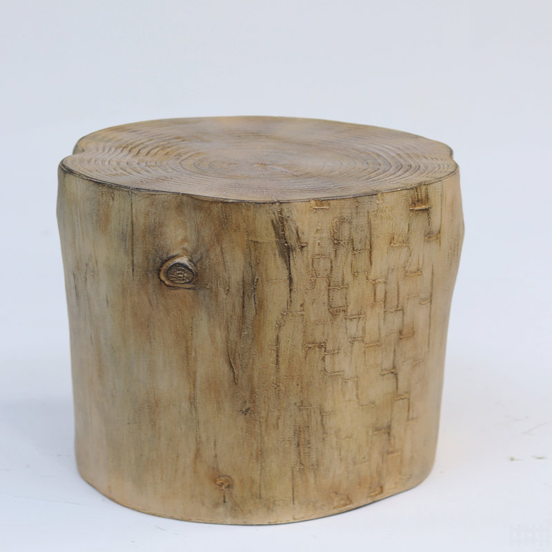Table d'appoint d'extérieur 14,25 pouces Mgo, souche de bois peinte à la main