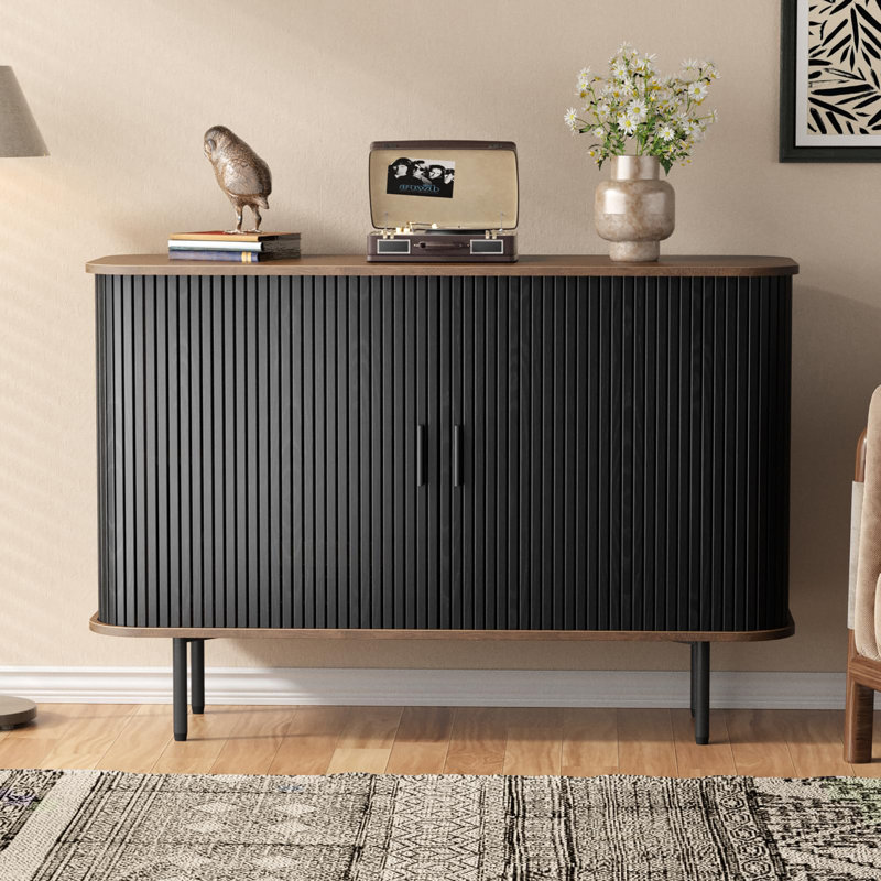 47''W x 32''H Storage Cabinet, Black
