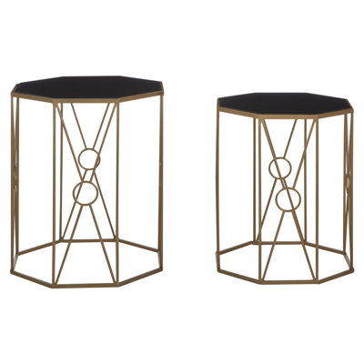 Cockrell Glass Top Drum Side Table Set