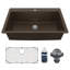 Évier de cuisine à simple cuve encastrable 33 po x 22 po avec grille inférieure et crépine Karran Quartz-61825447