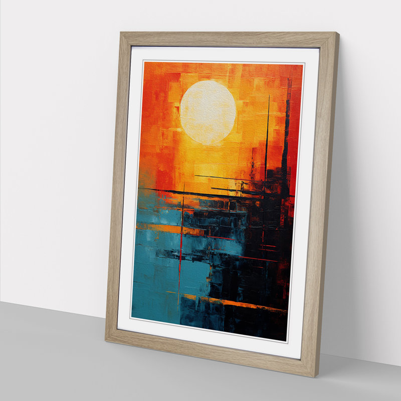 Sunset Abstract No.2 - Framed Print, 46" H x 34" W x 2" D, Oak