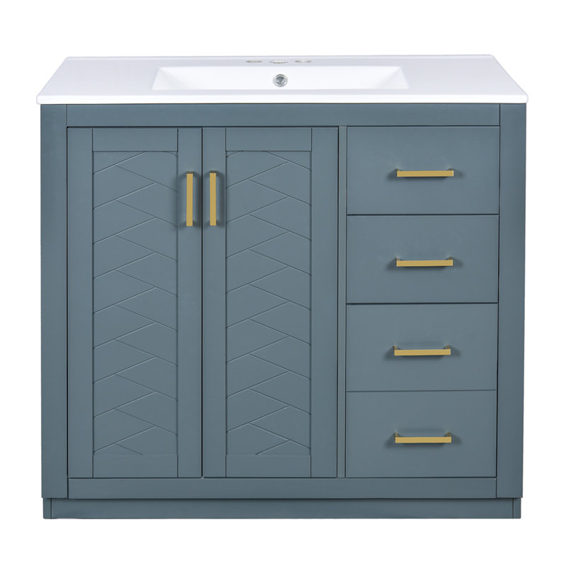 Meuble-lavabo 36 po avec lavabo en céramique, Blue