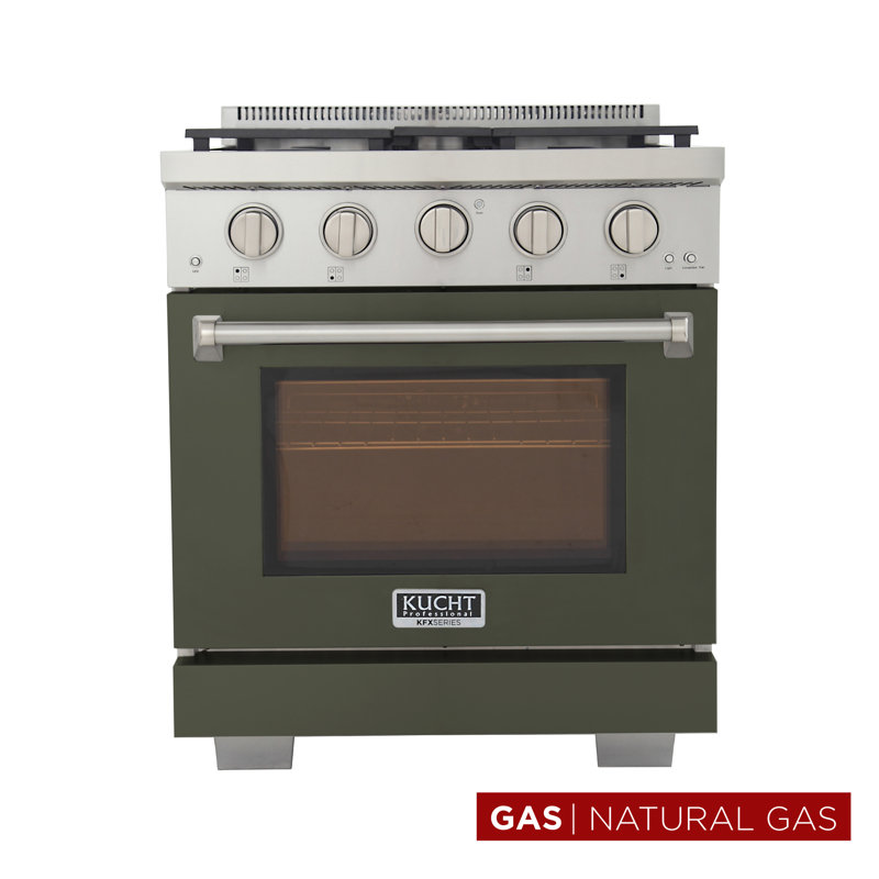 30 in. 4.2 cu. ft. Natural Gas Range and Convection Oven in Light Blue with True Simmer Burners, Natural Gas, Olive Green