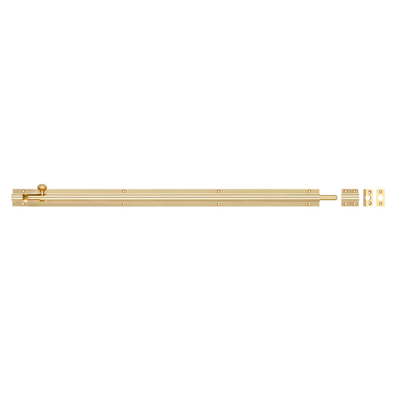 Architectural Heavy Barrel Bolt, 90cm H x 5cm W x 1.5cm D, Polished Brass