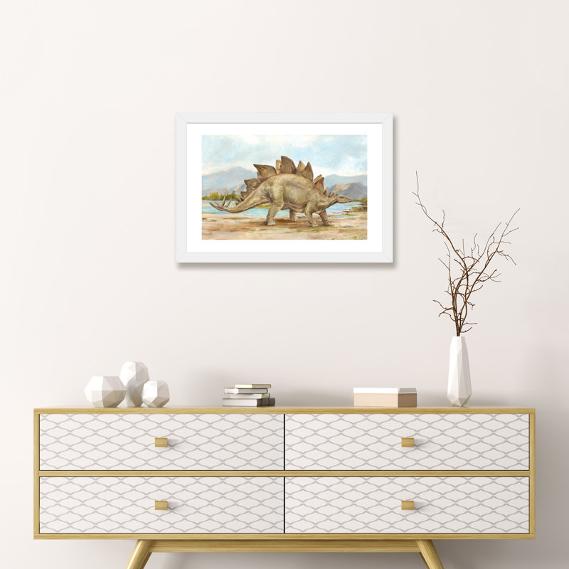 «Dinosaur Illustration I» par Ethan Harper - reproduction, Toile blanche encadrée, Blanc, H 16 po x l 24 po x P 1 po