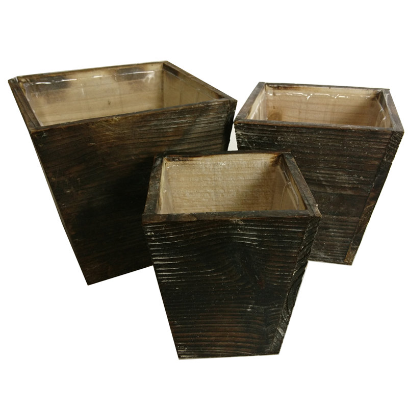 Brashears Wood Pot Planter, Natural
