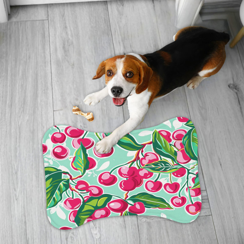 Preppy Berry Patterns - 1 Piece Bone Shape Feeding Mat, 18"