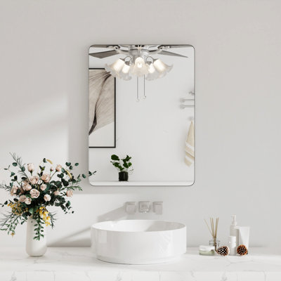 Bathroom Mirror with Tempered Glass and Aluminum Alloy Frame, French Cleat Mounted Rectangle Vanity Wall Mirror for Over Sink, Hangs Horizontally or Vertically.