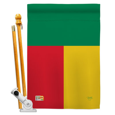 Drapeau du Bénin de la nationalité mondiale, coussin décoratif vertical à 2 faces 28 x 40 po Ensemble de drapeaux