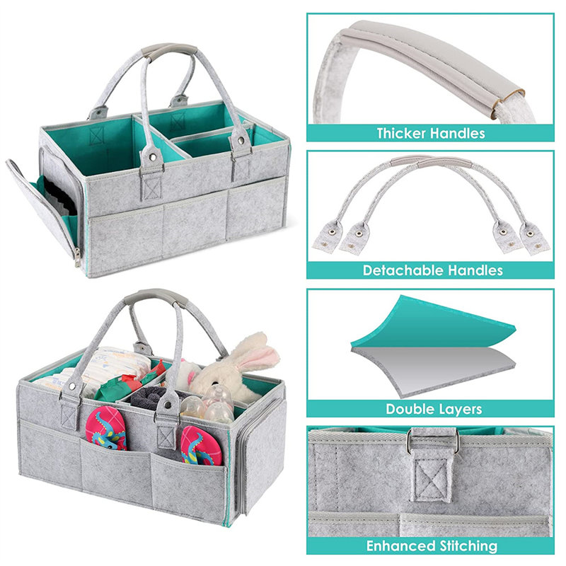 Organisateur de caddie en tissu, Gris, H 7 po x l 16 po x P 10 po