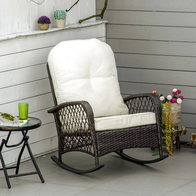 Chaise berçante avec, stable, blanc crème pour chaise de patio rembourrée, structure en acier stable, blanc, jardin