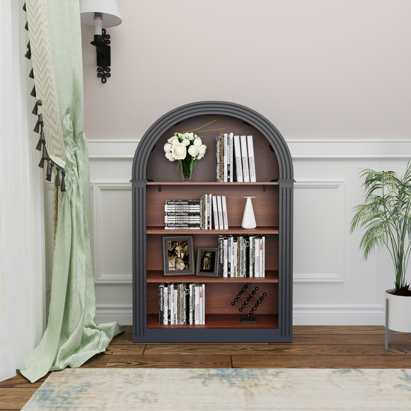 4-tier Arched Wooden Bookcase,open Bookcase Storage Display Cabinet