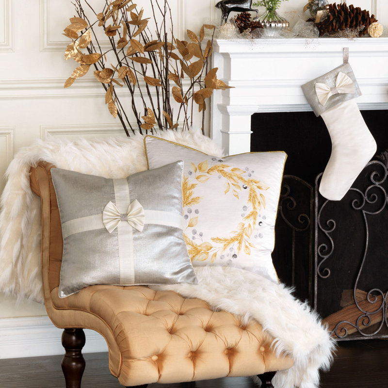Holiday Appliqued Throw Pillow, Lucent Opal/Reflection Frost, Polyester