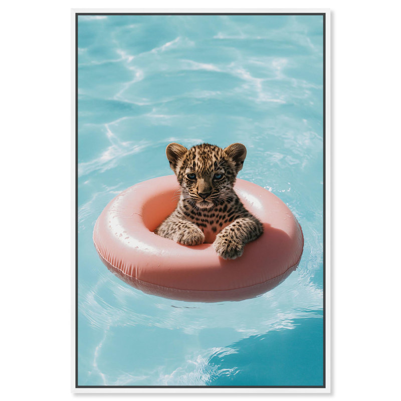 Art, art moderne, toile de tigre, H 46 po x l 31 po, Cadre flottant blanc