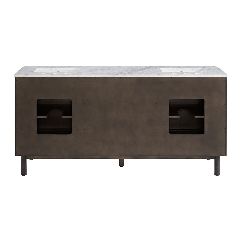 Kensington 72" Bathroom Vanity in Fluted Birch, Black Reeded Birch