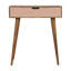 Mini coiffeuse en bois rose, 4 compartiments, pieds nordiques, rose et brun clair