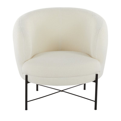 Contemporary Accent Chair In Black Metal And White Sherpa Fabric By