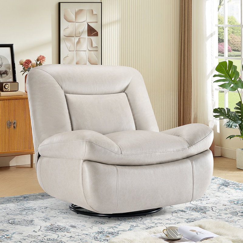 Chaise d'appoint pivotante et berçante en similicuir, Beige