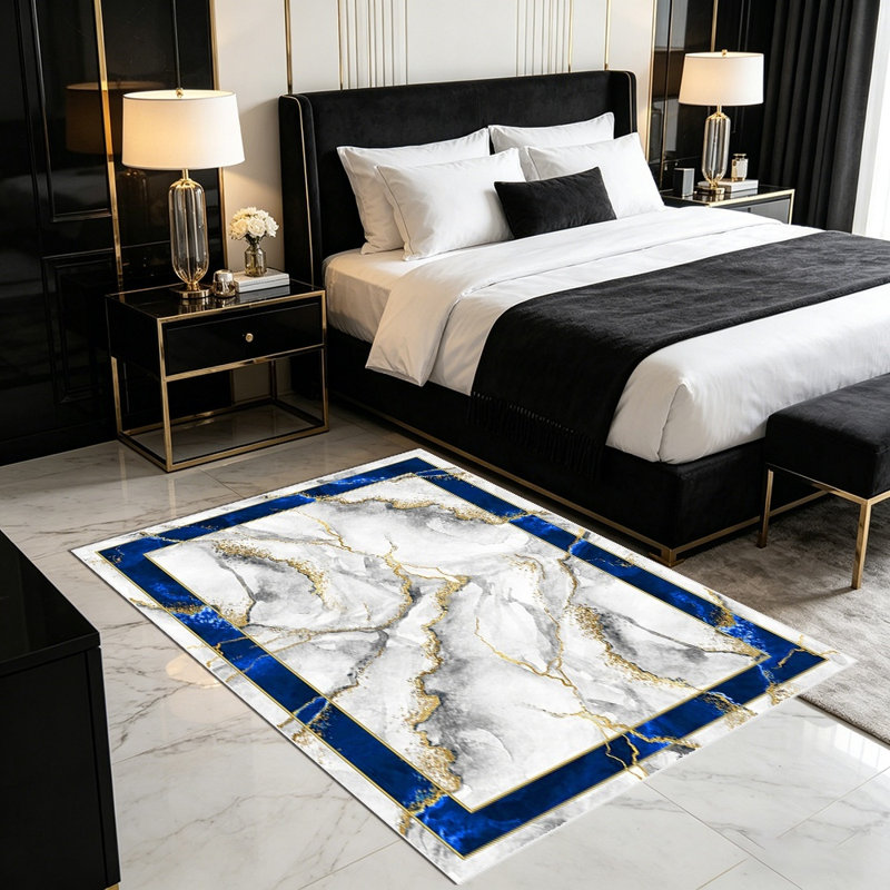 The light luxury marble-patterned carpet brings a sense of elegance, perfectly fitting modern, light luxury, and retro-style homes, instantly elevating the spatial ambiance