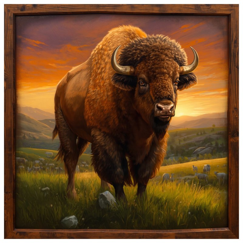 Bison In Grassland Bath Mat, 24in W x 17in L