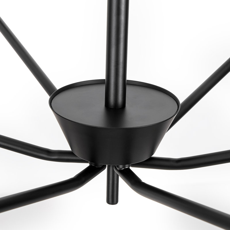 Lustre à intensité variable 6 lumières façon bougie, Noir mat