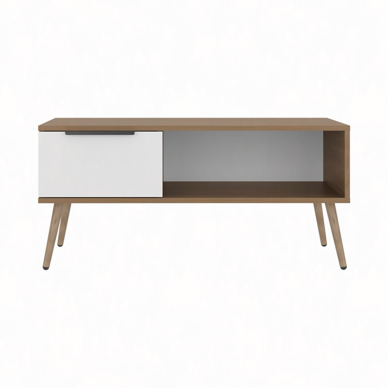 Table basse avec tiroir de rangement et tablette ouverte