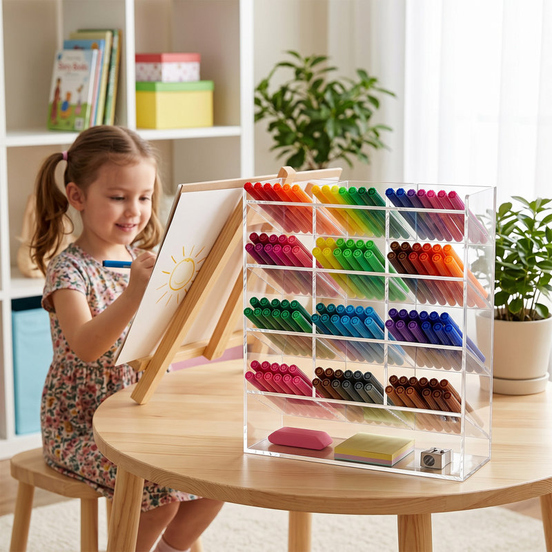 Support de rangement de bureau en acrylique transparent pour bureau et studio d'art, 10.2*4*9.8"