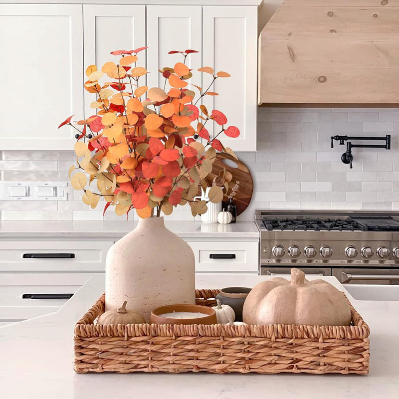 Tiges de décoration, 5 pièces 24 "fausse eucalyptus branches plantes artificielles d'automne décorations d'automne arrangements floraux maison de table de centre de table