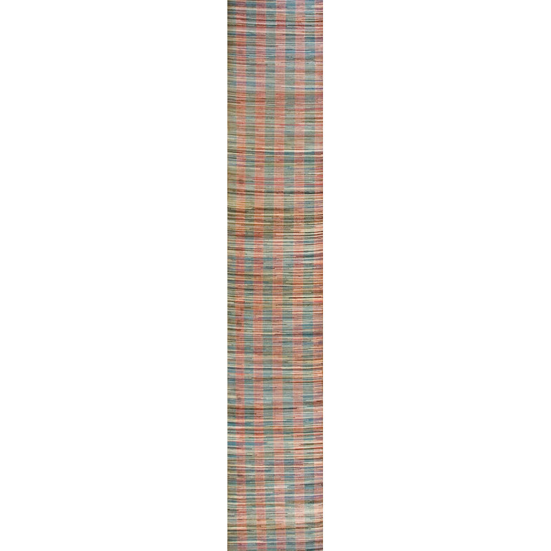 Vintage Striped Mid Century American Hallway Runner Rag Rug