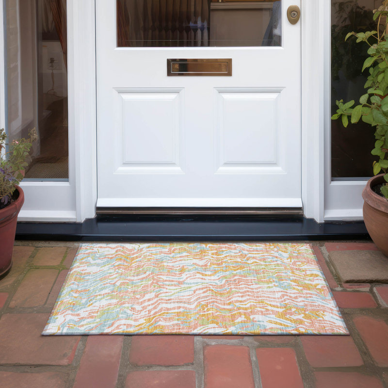 Machine Washable Indoor/Outdoor Chayden ACN1038 Beige Rug, Rectangle 1'8" x 2'6"