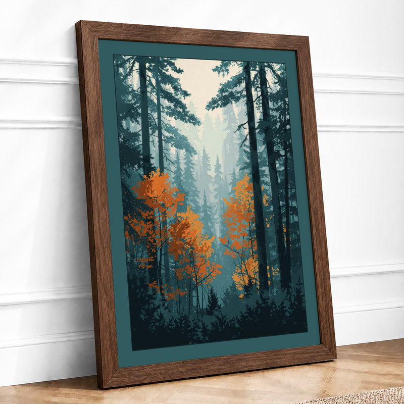 Misty Forest Valley Scandinavian - Print, Walnut, A1 - 84.1 x 59.4 cm