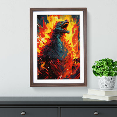 Godzilla Expressionism Art - Framed Print