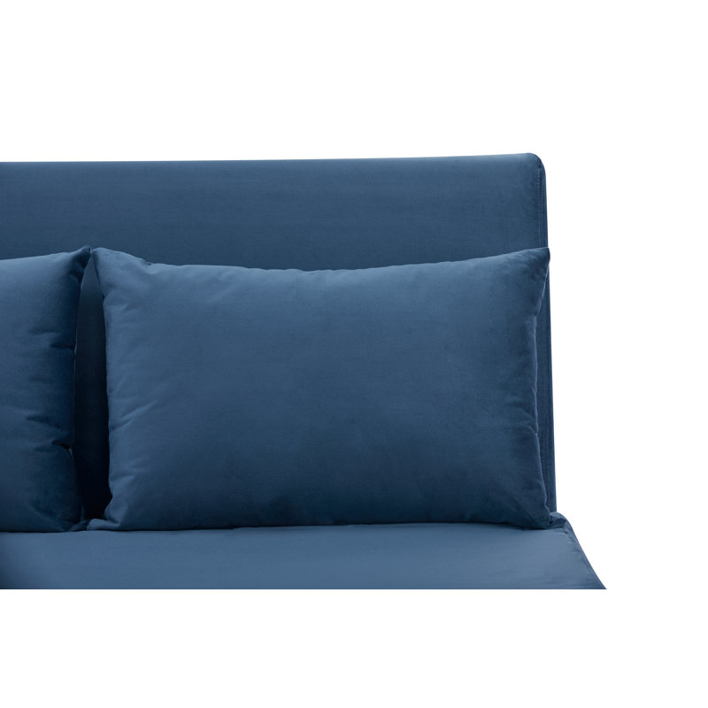 Aljoharah Queen 121cm Velvet Futon And Mattress, Blue
