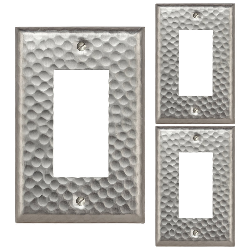 Ensemble de 3 assiettes à bascule martelées à la main (ensemble de 3), Argent, 3