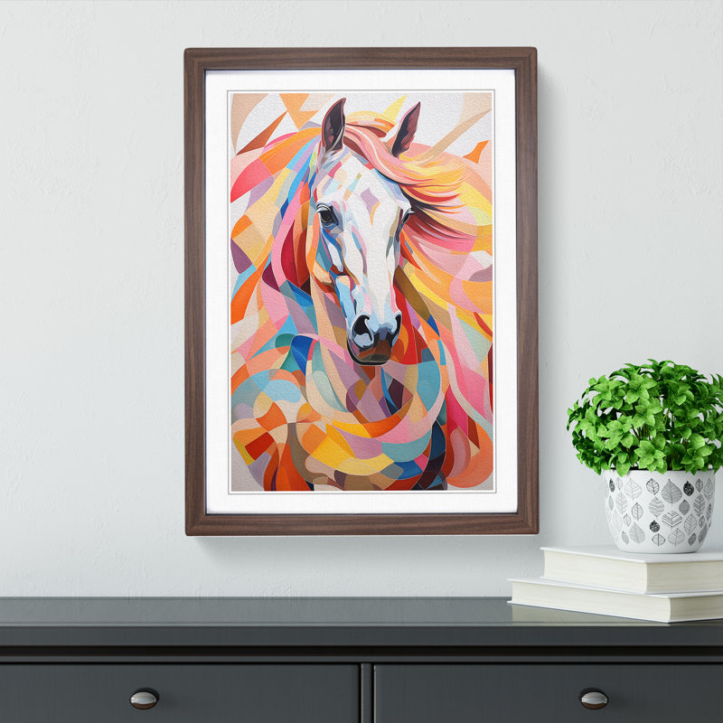 XYZ-FRM-V1223-3656 Horse Colour Field - Single Picture Frame Print on Wood, 64cmH x 46cmW