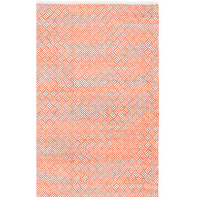 Evansdale Orange Hand-Woven Geometric Cotton Rug