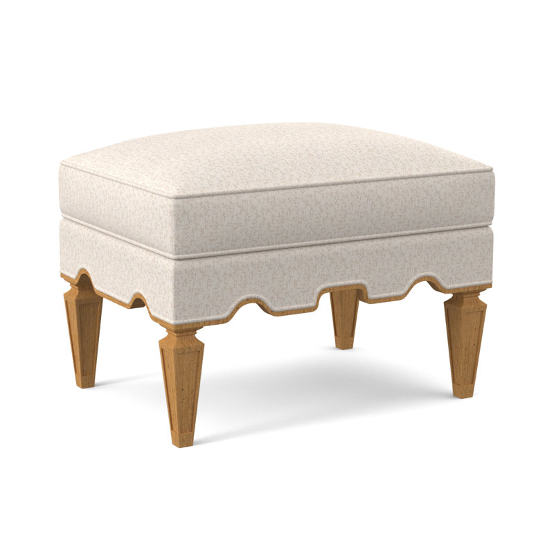 Palm Ottoman, Amber, Filigree Ivory 100% Polyester